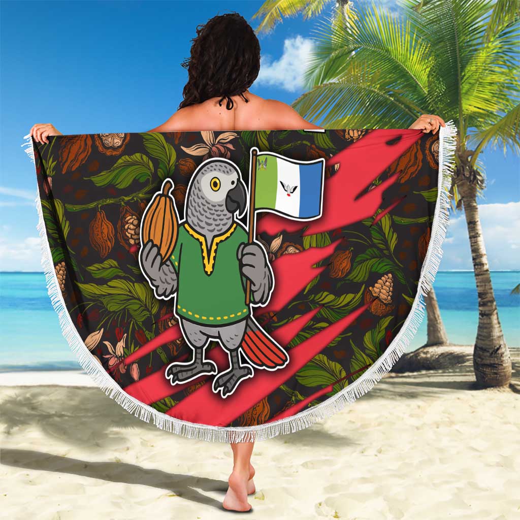 Principe Autonomous Region Beach Blanket with Parrot Cacao and 1995 Flag Design - Wonder Print Shop