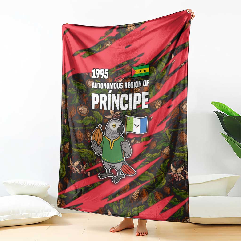 Principe Autonomous Region Blanket with Parrot Cacao and 1995 Flag Design - Wonder Print Shop