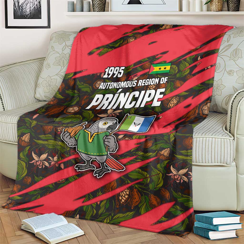 Principe Autonomous Region Blanket with Parrot Cacao and 1995 Flag Design - Wonder Print Shop