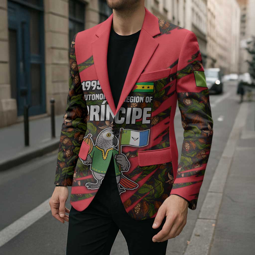 Principe Autonomous Region Blazer with Parrot Cacao and 1995 Flag Design - Wonder Print Shop