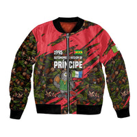 Principe Autonomous Region Bomber Jacket with Parrot Cacao and 1995 Flag Design - Wonder Print Shop