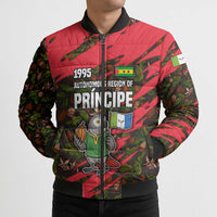 Principe Autonomous Region Bomber Puffer Jacket with Parrot Cacao and 1995 Flag Design - Wonder Print Shop