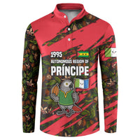 Principe Autonomous Region Button Sweatshirt with Parrot Cacao and 1995 Flag Design - Wonder Print Shop