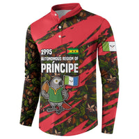 Principe Autonomous Region Button Sweatshirt with Parrot Cacao and 1995 Flag Design - Wonder Print Shop