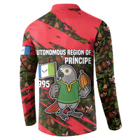 Principe Autonomous Region Button Sweatshirt with Parrot Cacao and 1995 Flag Design - Wonder Print Shop