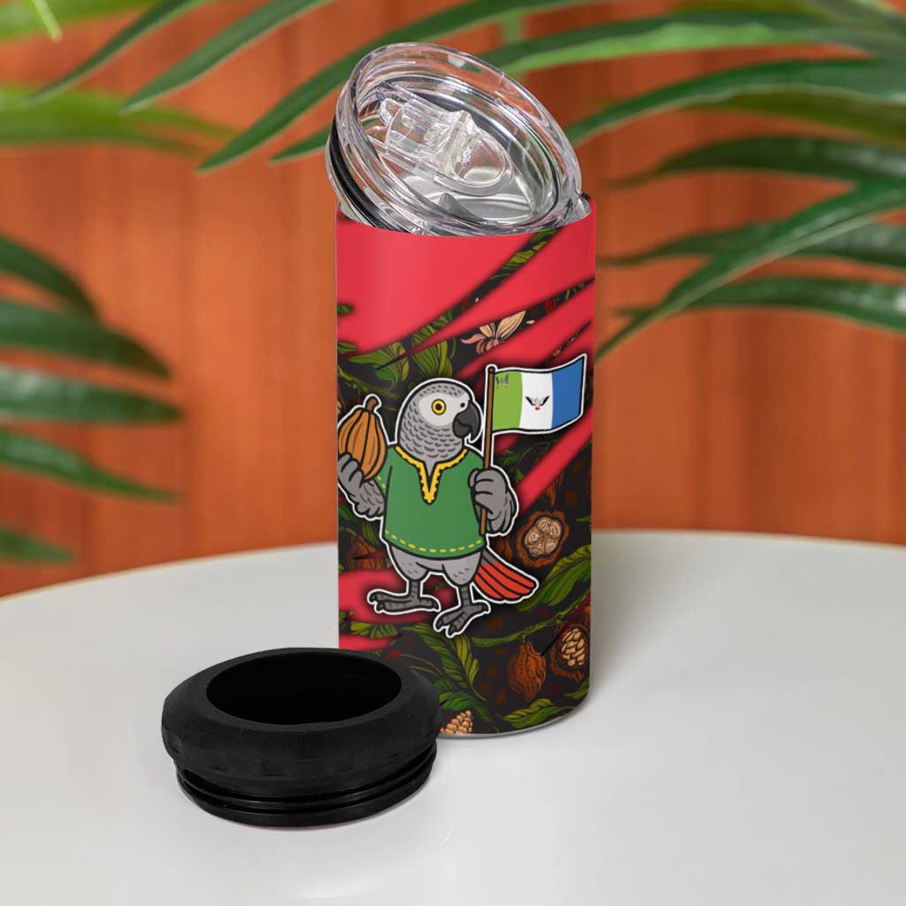 Principe Autonomous Region 4 in 1 Can Cooler Tumbler with Parrot Cacao and 1995 Flag Design - Wonder Print Shop