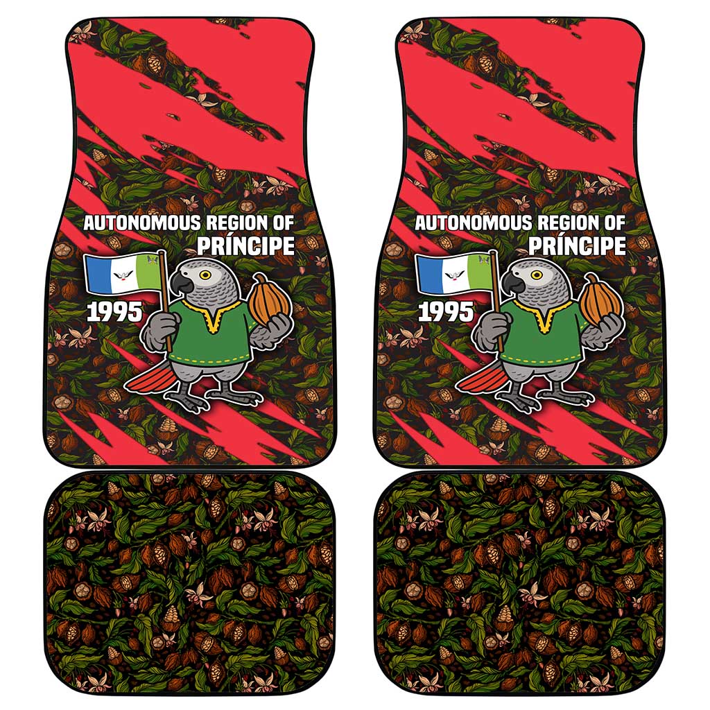 Principe Autonomous Region Car Mats with Parrot Cacao and 1995 Flag Design - Wonder Print Shop