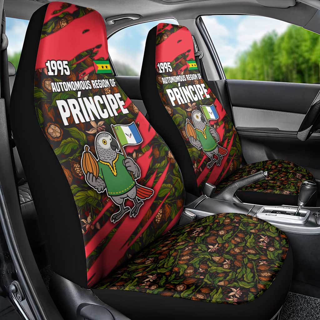 Principe Autonomous Region Car Seat Cover with Parrot Cacao and 1995 Flag Design - Wonder Print Shop