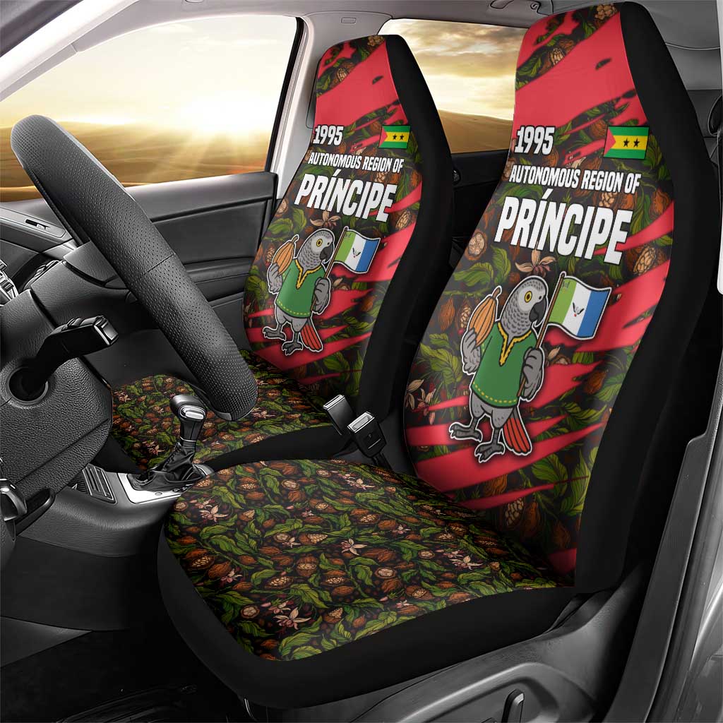 Principe Autonomous Region Car Seat Cover with Parrot Cacao and 1995 Flag Design - Wonder Print Shop