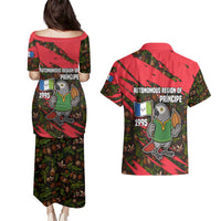 Principe Autonomous Region Couples Matching Puletasi and Hawaiian Shirt with Parrot Cacao and 1995 Flag Design - Wonder Print Shop