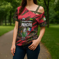 Principe Autonomous Region Cross Shoulder Shirt with Parrot Cacao and 1995 Flag Design - Wonder Print Shop