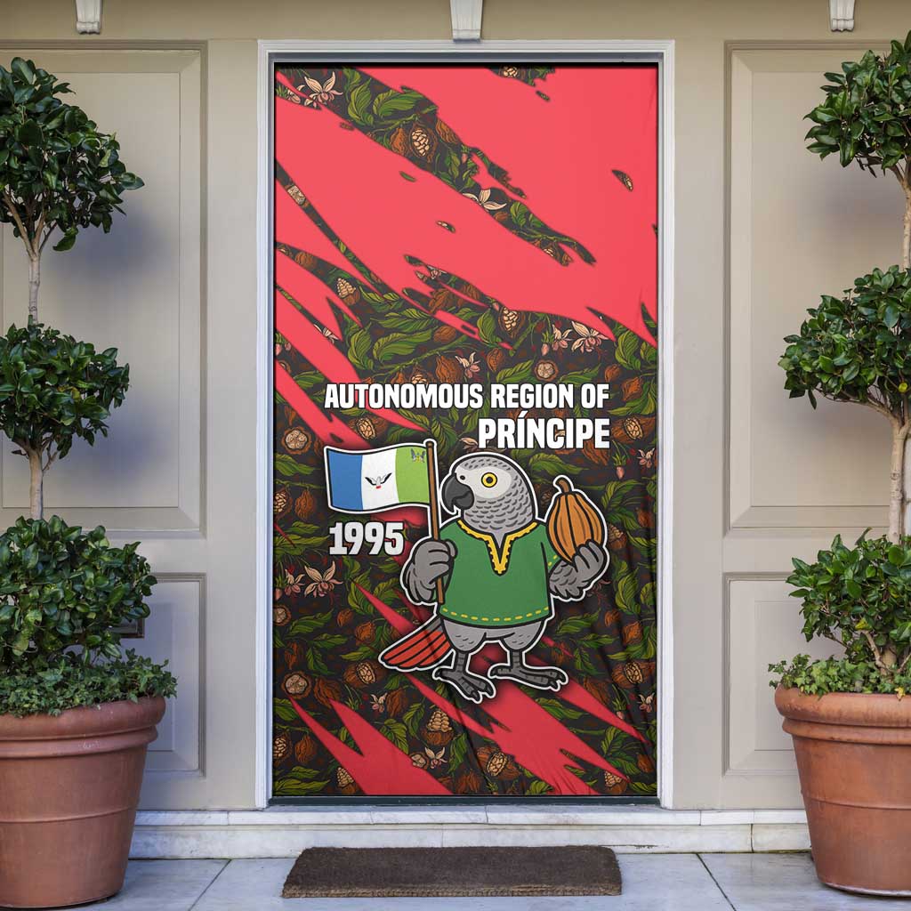 Principe Autonomous Region Door Cover with Parrot Cacao and 1995 Flag Design - Wonder Print Shop
