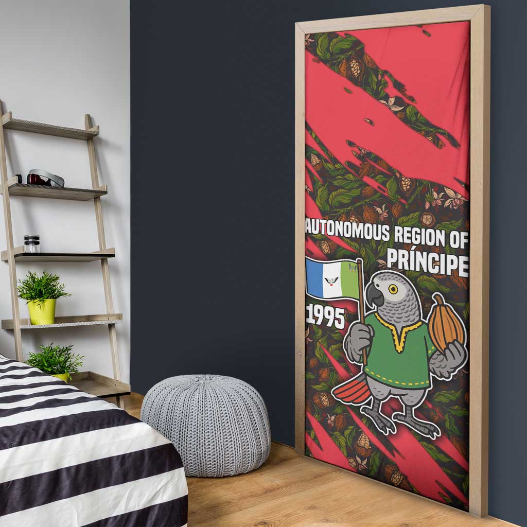 Principe Autonomous Region Door Cover with Parrot Cacao and 1995 Flag Design - Wonder Print Shop