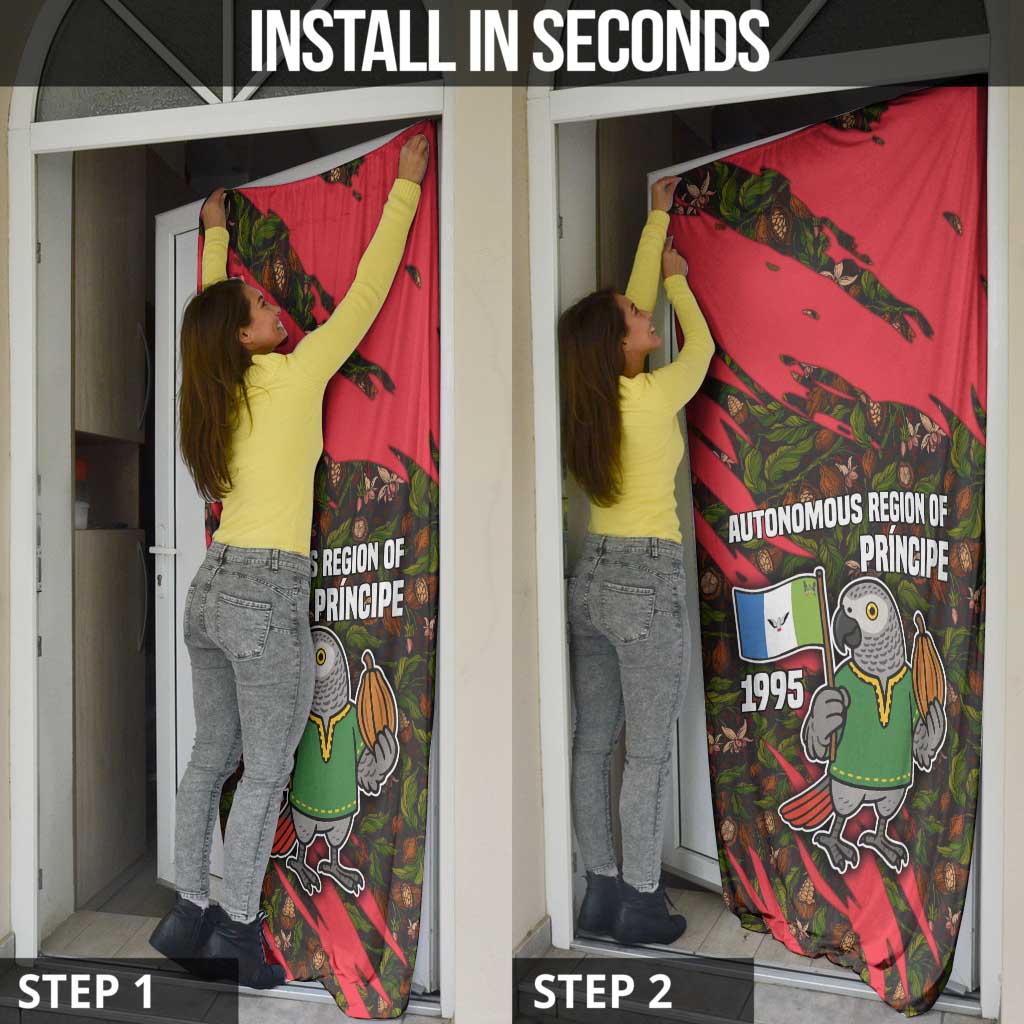 Principe Autonomous Region Door Cover with Parrot Cacao and 1995 Flag Design - Wonder Print Shop