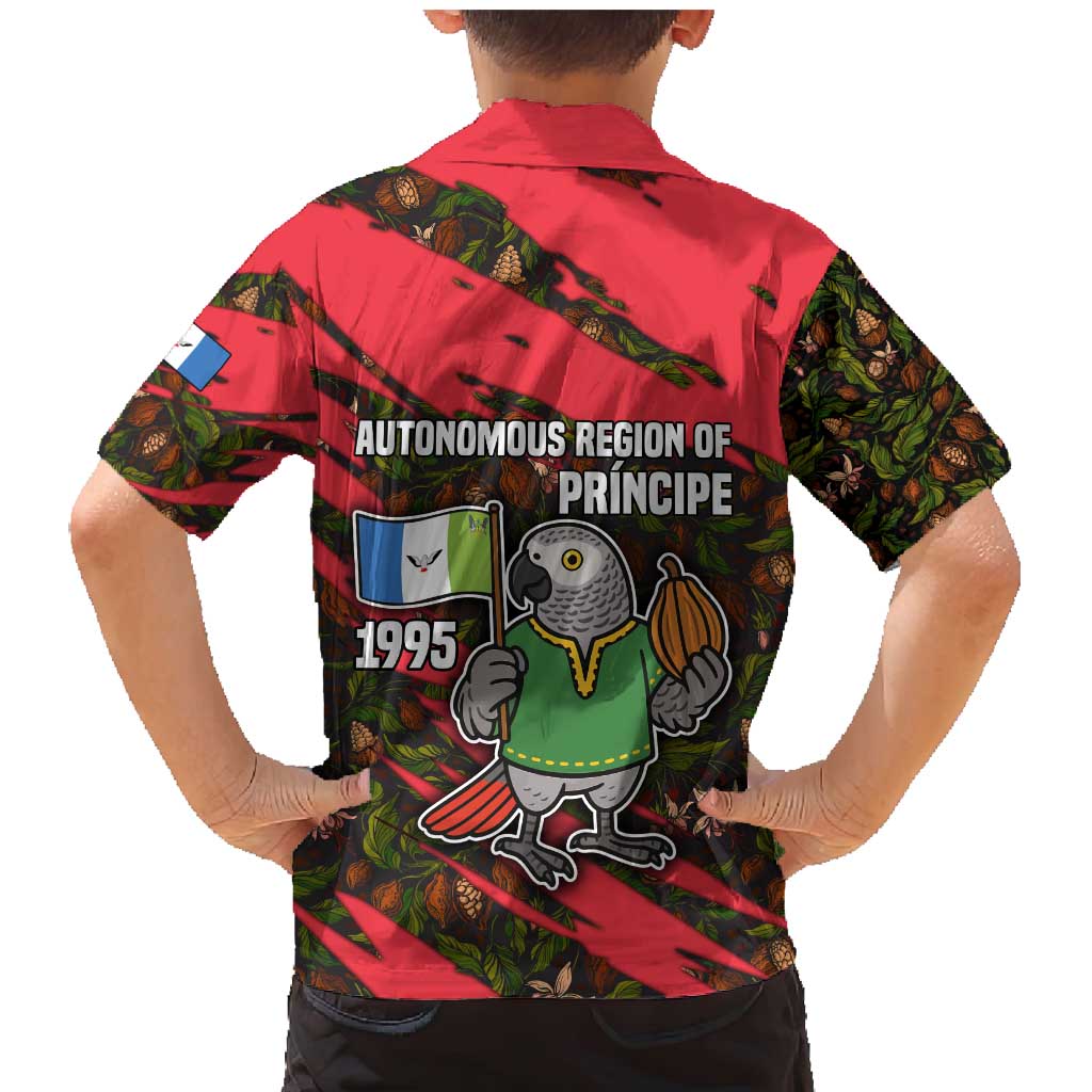 Principe Autonomous Region Family Matching Mermaid Dress and Hawaiian Shirt with Parrot Cacao and 1995 Flag Design - Wonder Print Shop