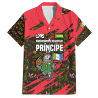 Principe Autonomous Region Family Matching Off The Shoulder Long Sleeve Dress and Hawaiian Shirt with Parrot Cacao and 1995 Flag Design - Wonder Print Shop