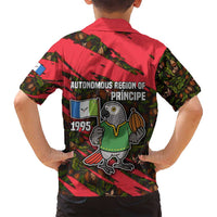 Principe Autonomous Region Family Matching Puletasi and Hawaiian Shirt with Parrot Cacao and 1995 Flag Design - Wonder Print Shop