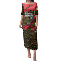 Principe Autonomous Region Family Matching Puletasi and Hawaiian Shirt with Parrot Cacao and 1995 Flag Design - Wonder Print Shop