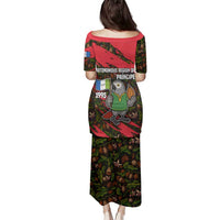 Principe Autonomous Region Family Matching Puletasi and Hawaiian Shirt with Parrot Cacao and 1995 Flag Design - Wonder Print Shop