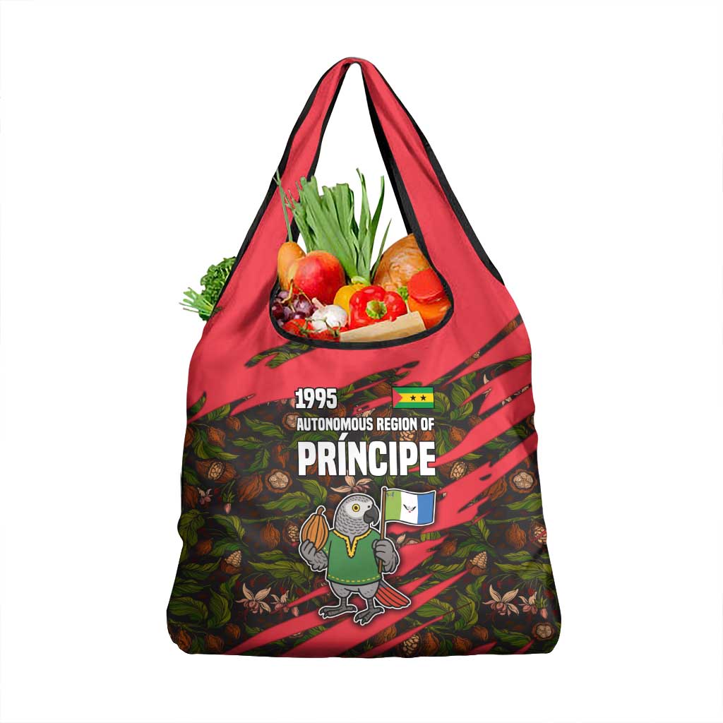 Principe Autonomous Region Grocery Bag with Parrot Cacao and 1995 Flag Design - Wonder Print Shop