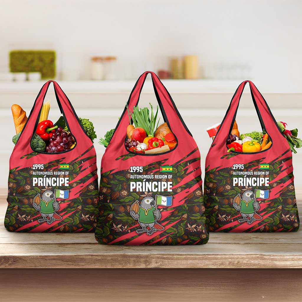 Principe Autonomous Region Grocery Bag with Parrot Cacao and 1995 Flag Design - Wonder Print Shop