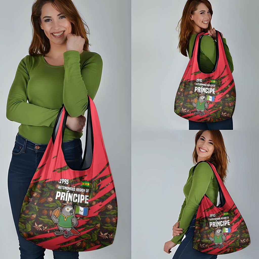 Principe Autonomous Region Grocery Bag with Parrot Cacao and 1995 Flag Design - Wonder Print Shop