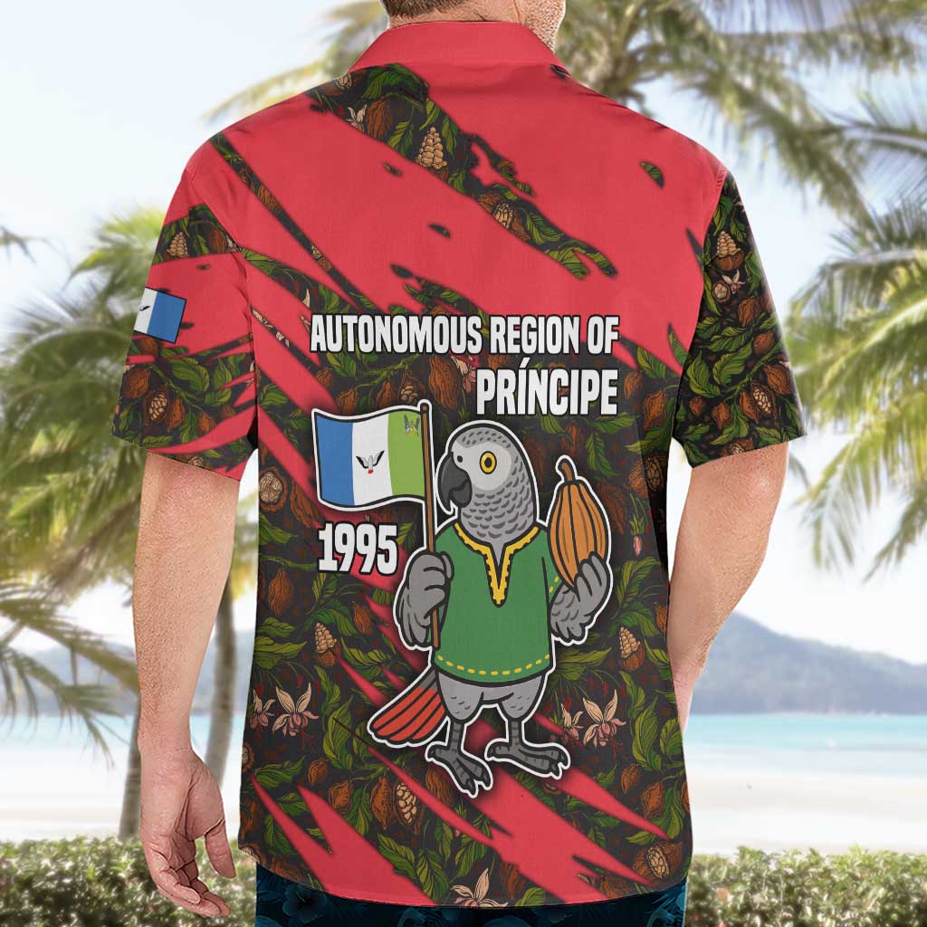 Principe Autonomous Region Hawaiian Shirt with Parrot Cacao and 1995 Flag Design - Wonder Print Shop
