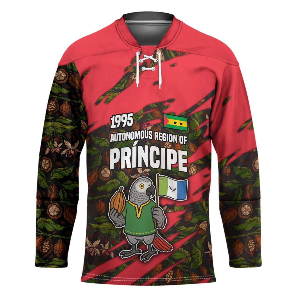 Principe Autonomous Region Hockey Jersey with Parrot Cacao and 1995 Flag Design - Wonder Print Shop