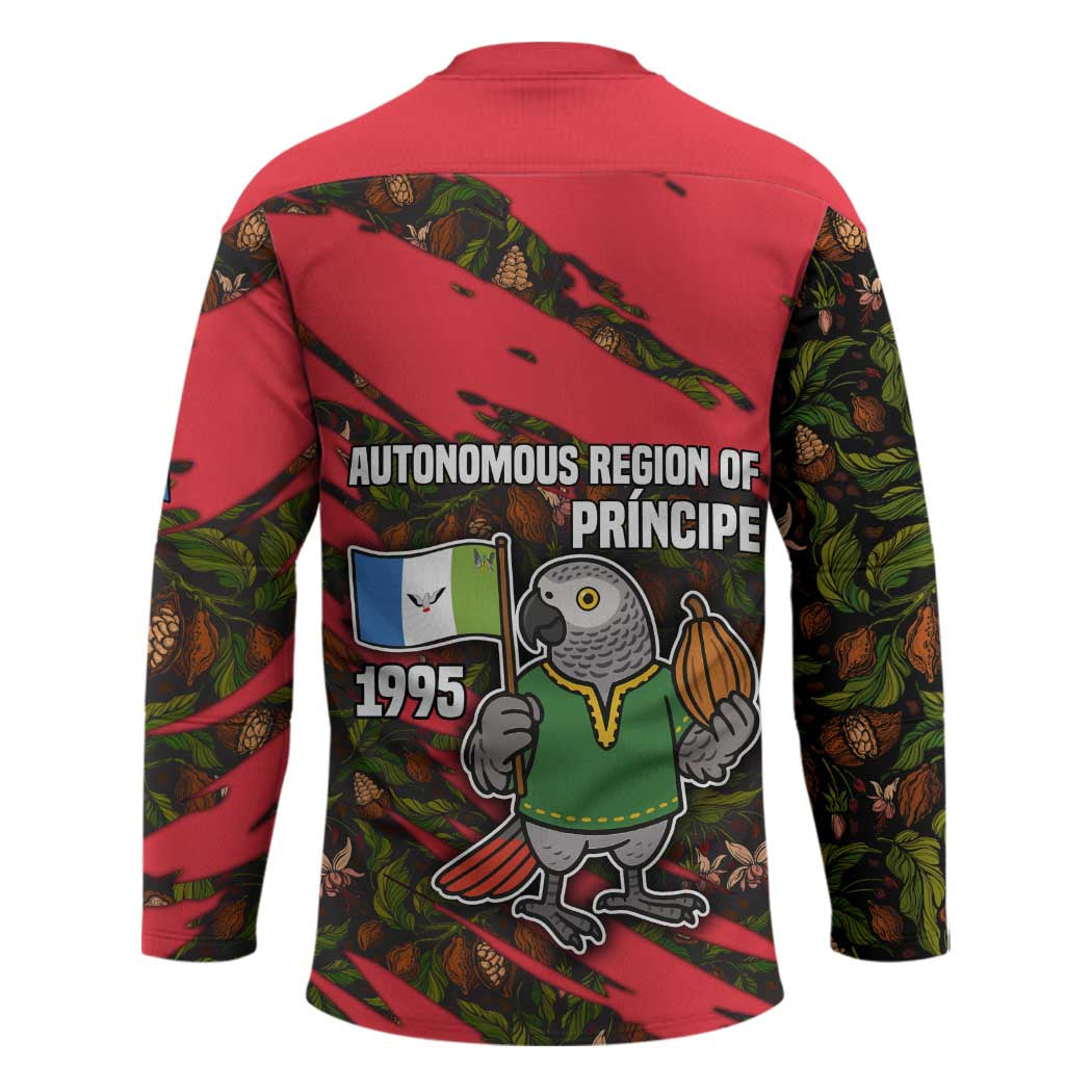 Principe Autonomous Region Hockey Jersey with Parrot Cacao and 1995 Flag Design - Wonder Print Shop