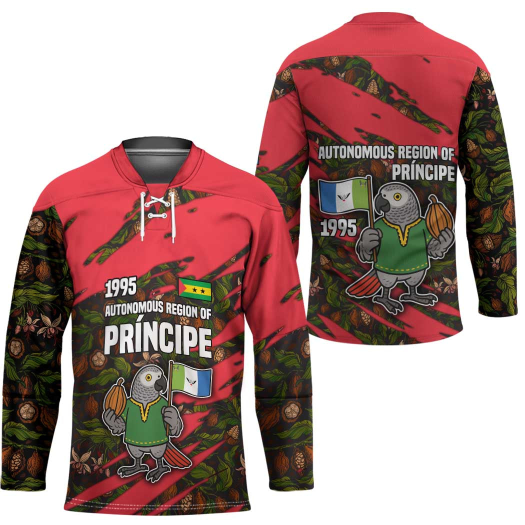 Principe Autonomous Region Hockey Jersey with Parrot Cacao and 1995 Flag Design - Wonder Print Shop