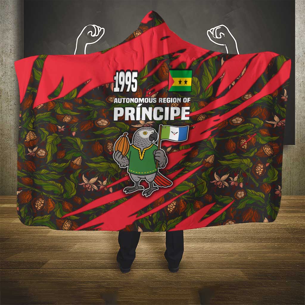 Principe Autonomous Region Hooded Blanket with Parrot Cacao and 1995 Flag Design - Wonder Print Shop