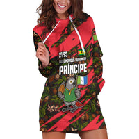 Principe Autonomous Region Hoodie Dress with Parrot Cacao and 1995 Flag Design - Wonder Print Shop