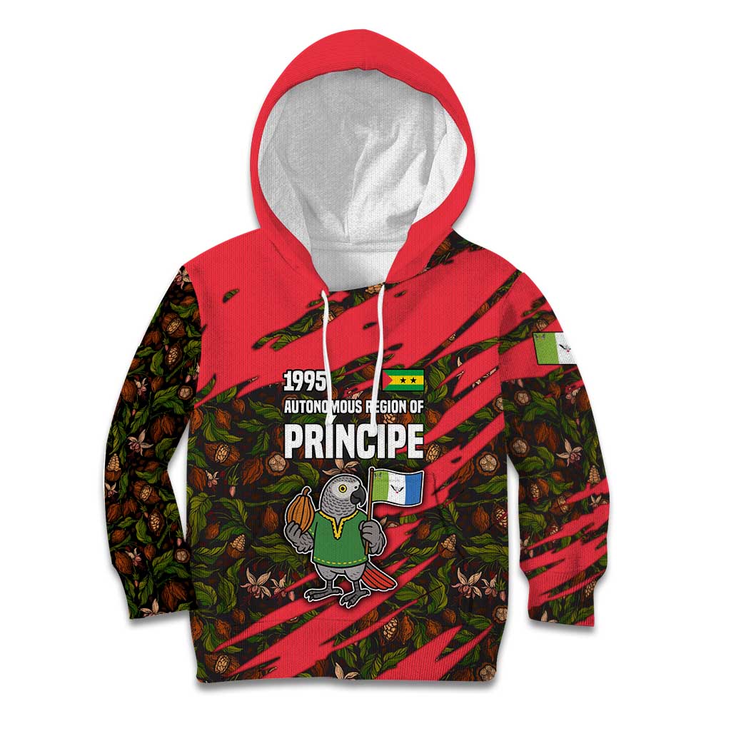 Principe Autonomous Region Kid Hoodie with Parrot Cacao and 1995 Flag Design - Wonder Print Shop