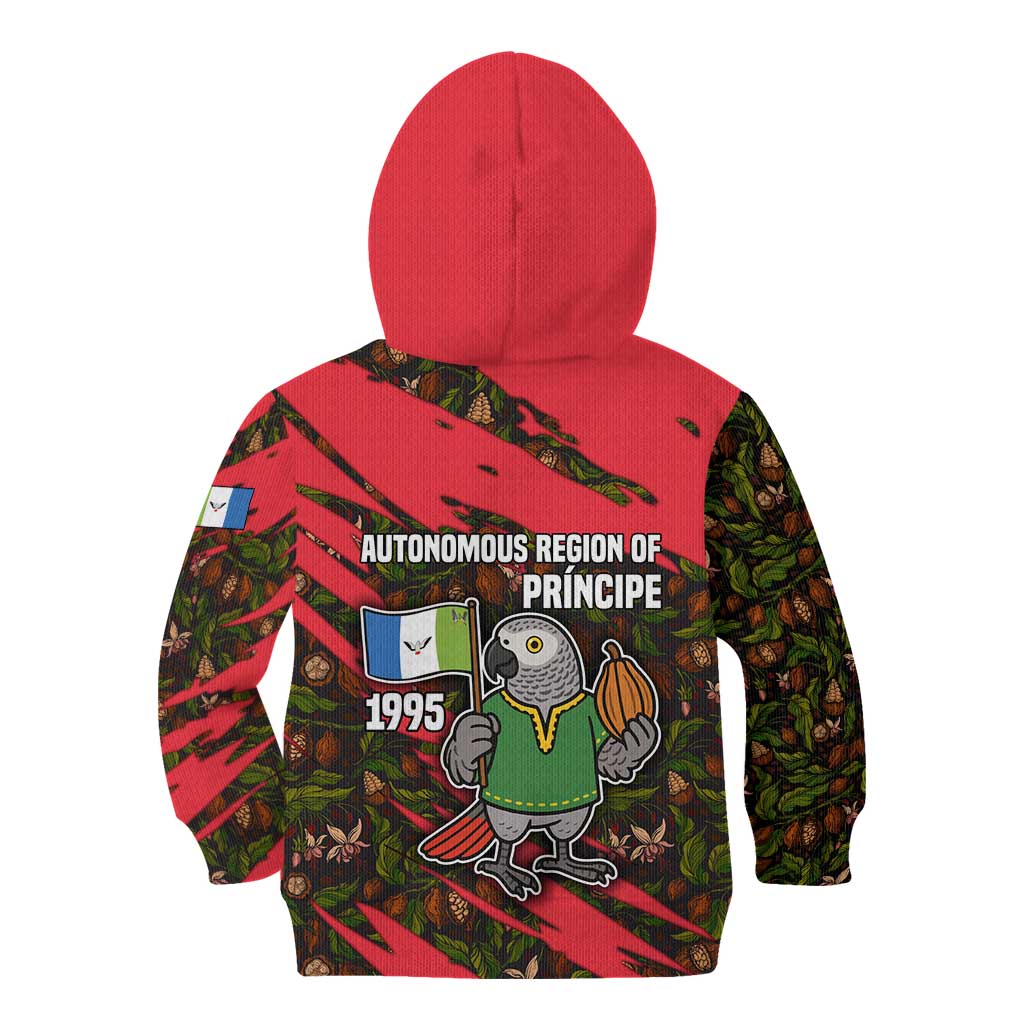 Principe Autonomous Region Kid Hoodie with Parrot Cacao and 1995 Flag Design - Wonder Print Shop