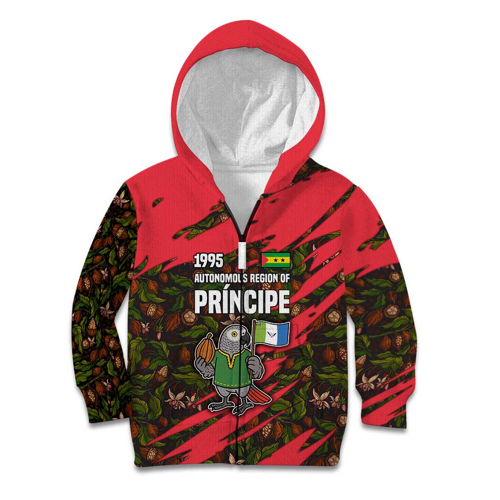 Principe Autonomous Region Kid Hoodie with Parrot Cacao and 1995 Flag Design - Wonder Print Shop
