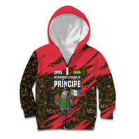 Principe Autonomous Region Kid Hoodie with Parrot Cacao and 1995 Flag Design - Wonder Print Shop