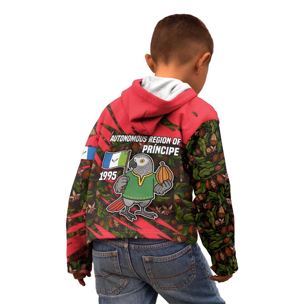 Principe Autonomous Region Kid Hoodie with Parrot Cacao and 1995 Flag Design - Wonder Print Shop