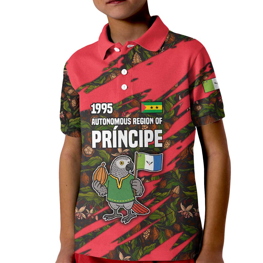 Principe Autonomous Region Kid Polo Shirt with Parrot Cacao and 1995 Flag Design - Wonder Print Shop