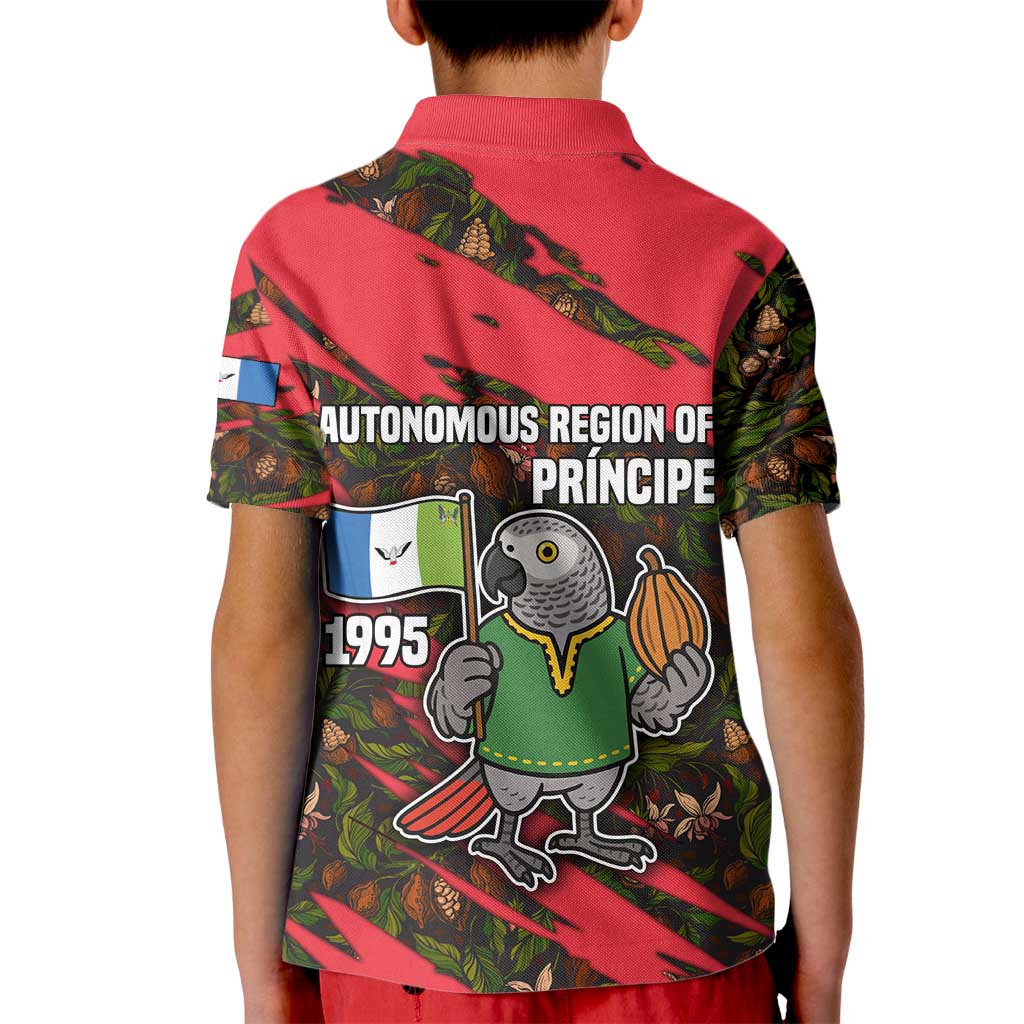 Principe Autonomous Region Kid Polo Shirt with Parrot Cacao and 1995 Flag Design - Wonder Print Shop