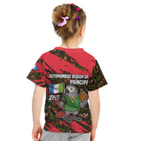 Principe Autonomous Region Kid T Shirt with Parrot Cacao and 1995 Flag Design - Wonder Print Shop