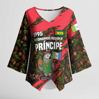 Principe Autonomous Region Kimono Sleeve Blouse with Parrot Cacao and 1995 Flag Design - Wonder Print Shop