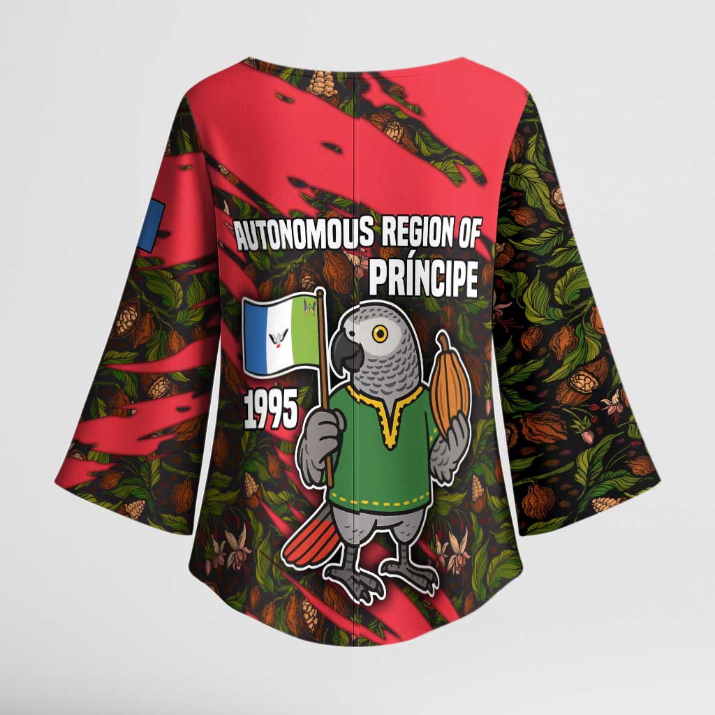 Principe Autonomous Region Kimono Sleeve Blouse with Parrot Cacao and 1995 Flag Design - Wonder Print Shop