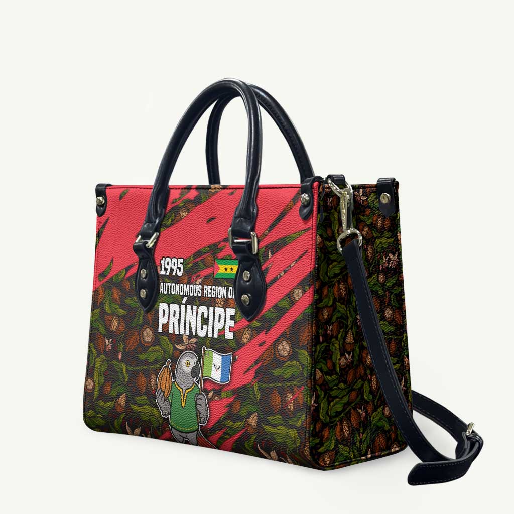 Principe Autonomous Region Leather Bag with Parrot Cacao and 1995 Flag Design - Wonder Print Shop