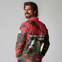 Principe Autonomous Region Long Sleeve Polo Shirt with Parrot Cacao and 1995 Flag Design - Wonder Print Shop