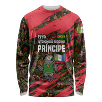 Principe Autonomous Region Long Sleeve Shirt with Parrot Cacao and 1995 Flag Design - Wonder Print Shop
