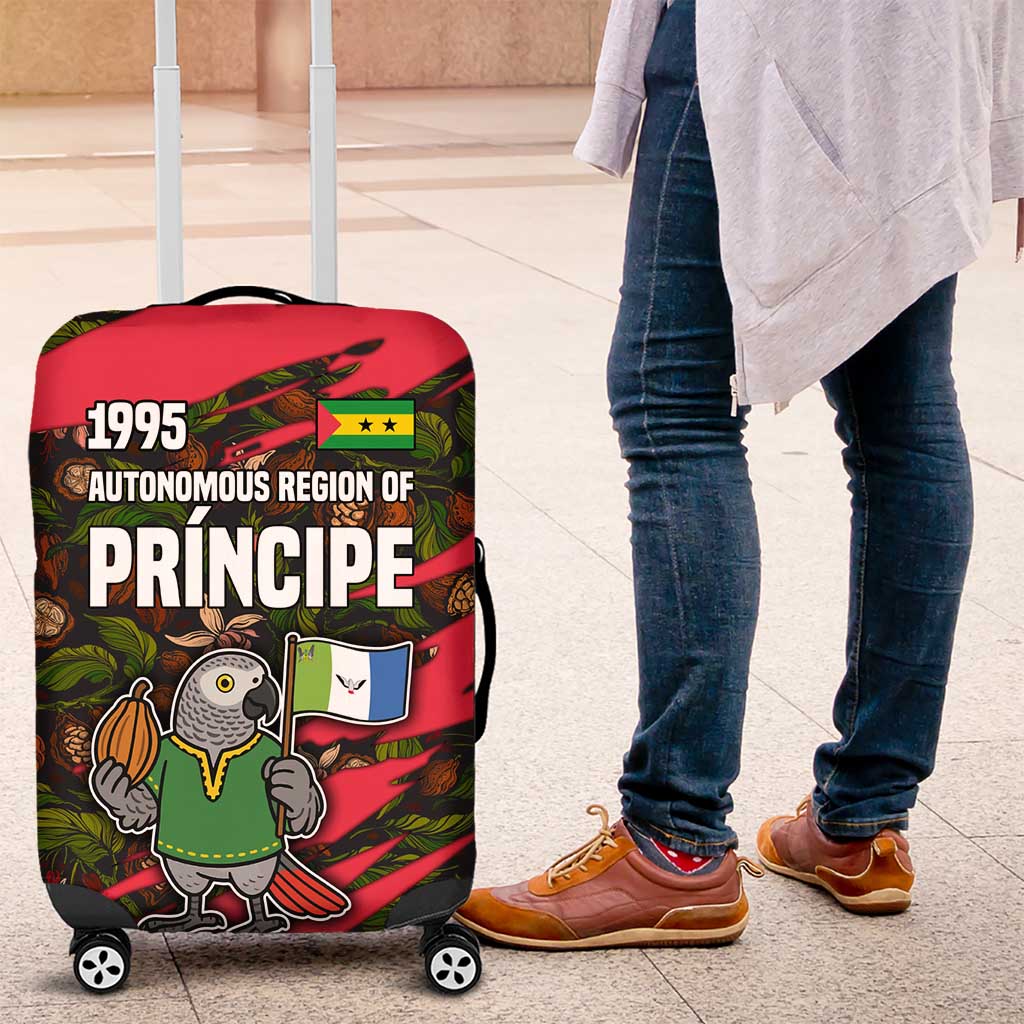 Principe Autonomous Region Luggage Cover with Parrot Cacao and 1995 Flag Design - Wonder Print Shop