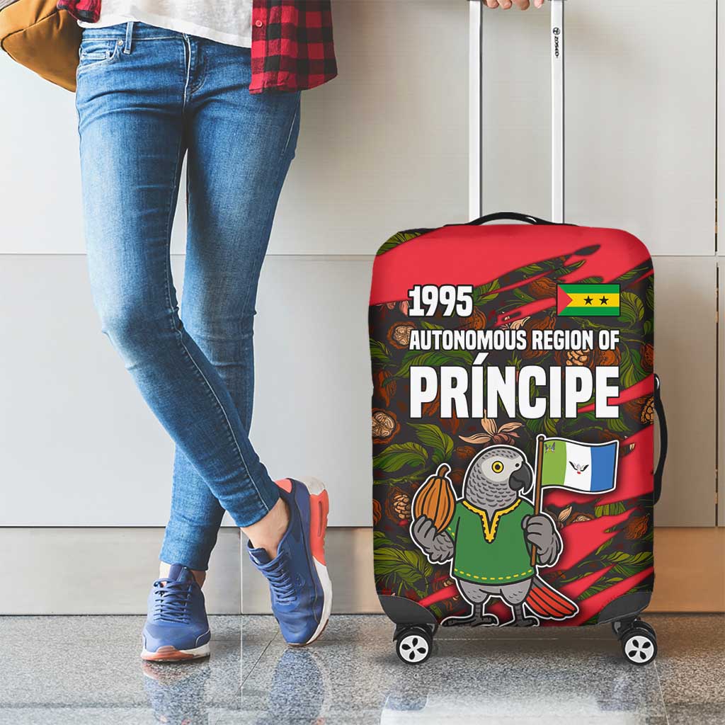 Principe Autonomous Region Luggage Cover with Parrot Cacao and 1995 Flag Design - Wonder Print Shop