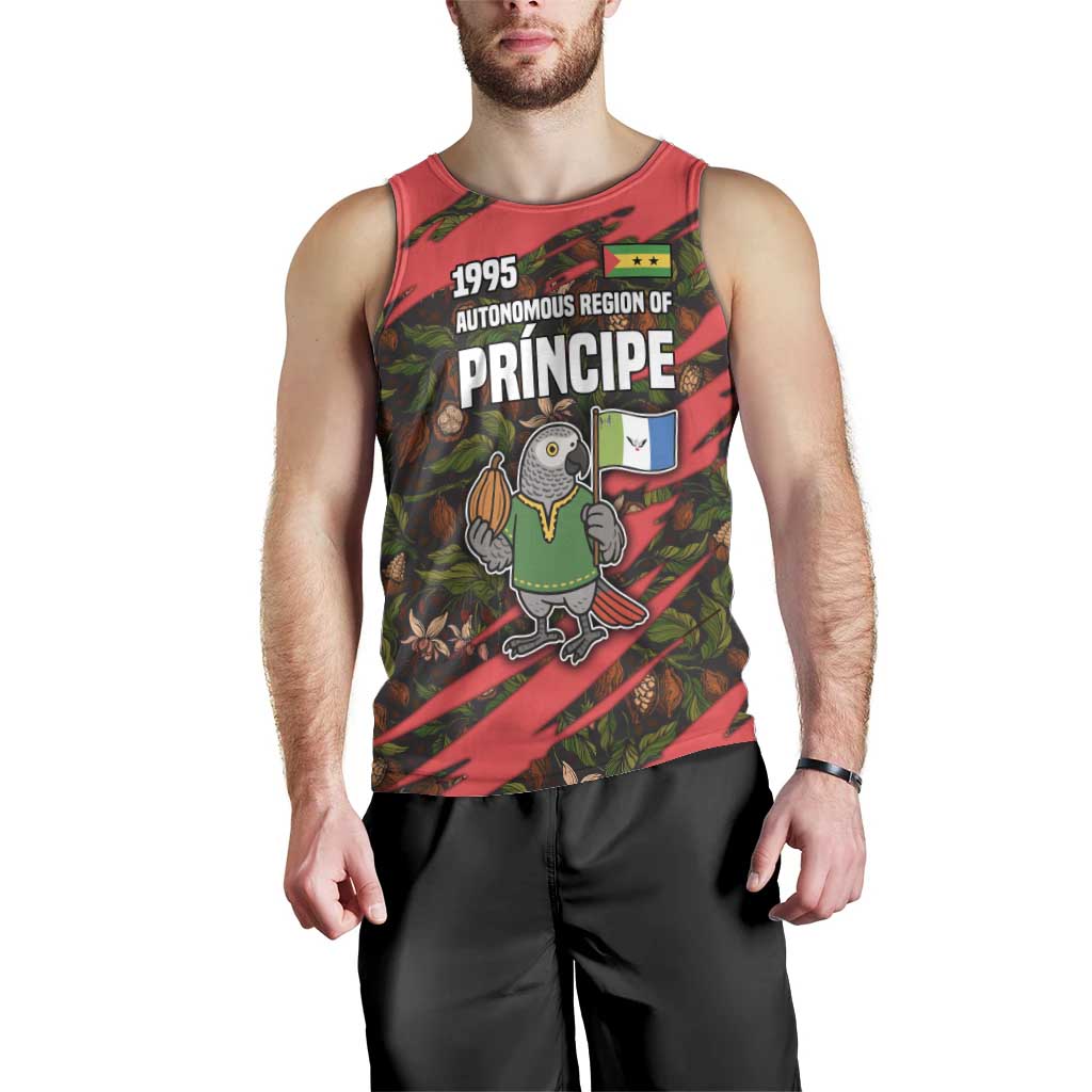 Principe Autonomous Region Men Tank Top with Parrot Cacao and 1995 Flag Design - Wonder Print Shop