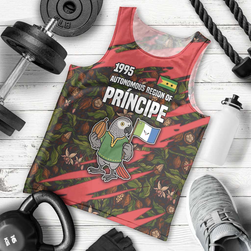 Principe Autonomous Region Men Tank Top with Parrot Cacao and 1995 Flag Design - Wonder Print Shop