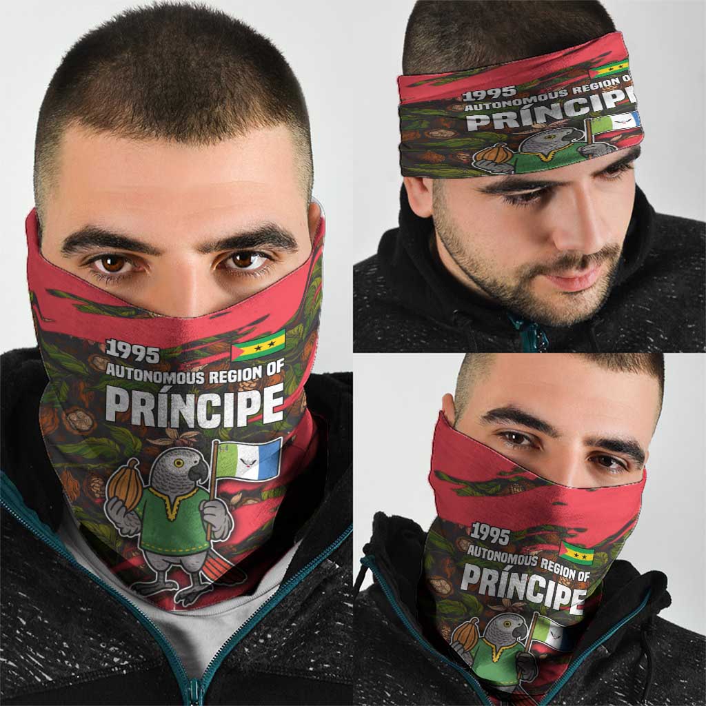 Principe Autonomous Region Neck Gaiter with Parrot Cacao and 1995 Flag Design - Wonder Print Shop